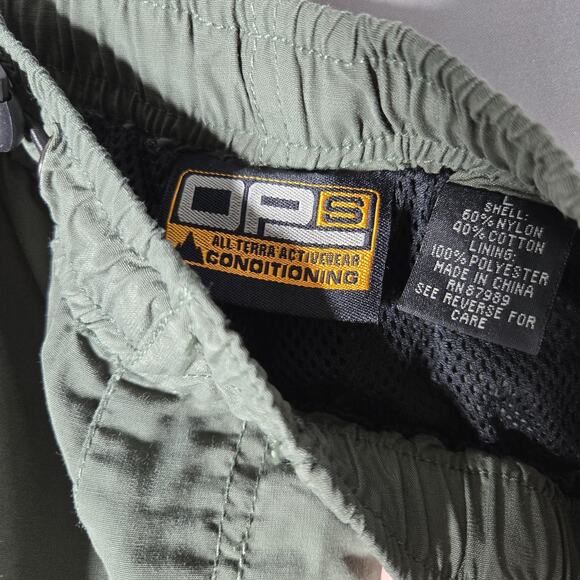 OPS Cargo Pants Men L Green Nylon All Terra Activewear Zip Pockets Hiking Trail - Picture 4 of 8